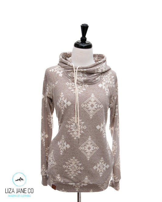 Women's Hoodie | Light Mocha Aztec Hoodie {3XL}
