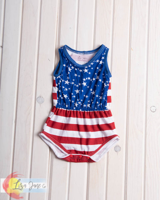 Girls Patriotic Romper | Sleeveless | 18 mo Emerie Romper