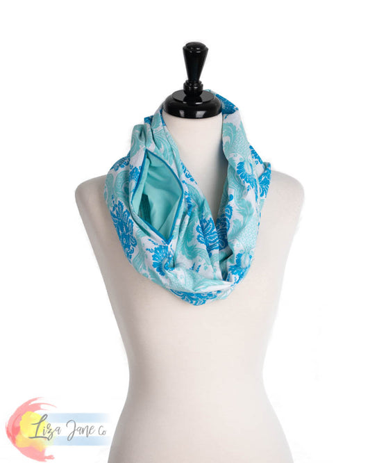 Pocket Scarf - Blue Damask