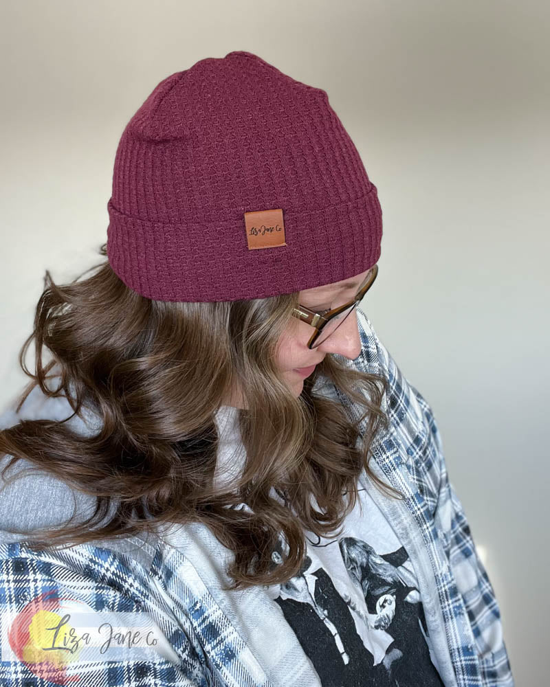 Slouchy Beanie - Burgandy Waffle