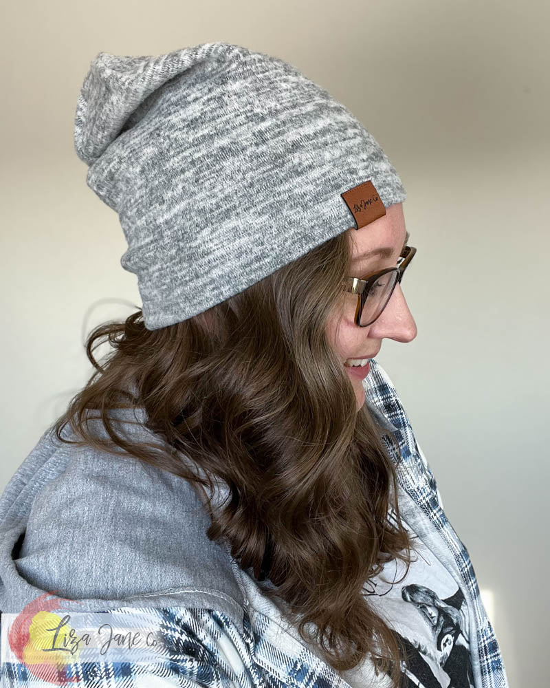 Slouchy Beanie - Heather Grey Sweater