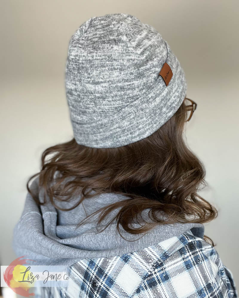 Slouchy Beanie - Heather Grey Sweater