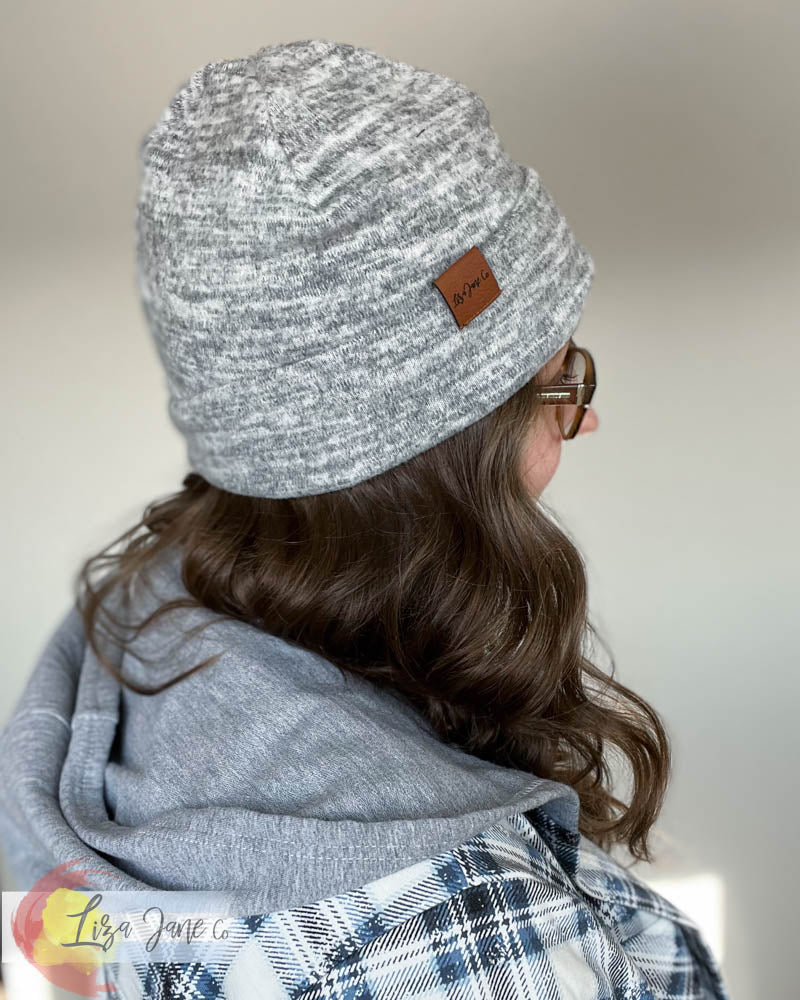 Slouchy Beanie - Heather Grey Sweater