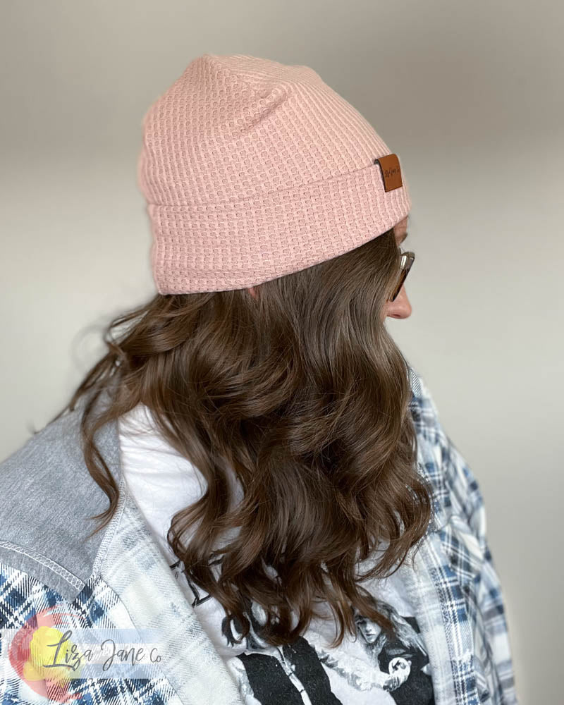 Slouchy Beanie - Rose Waffle