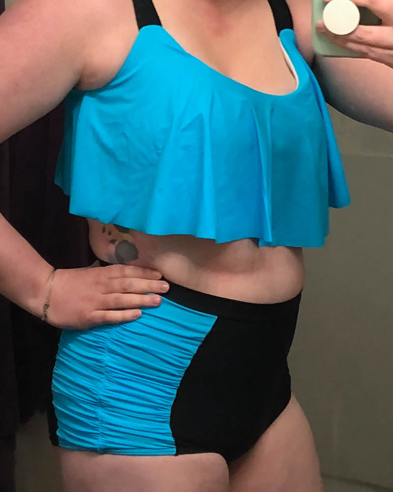 Blue/Black Flounce Swim Suit {X-Large}