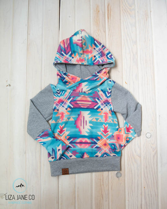 Grow with Me Hoodie | Neon Tribal & Grey Sleeves