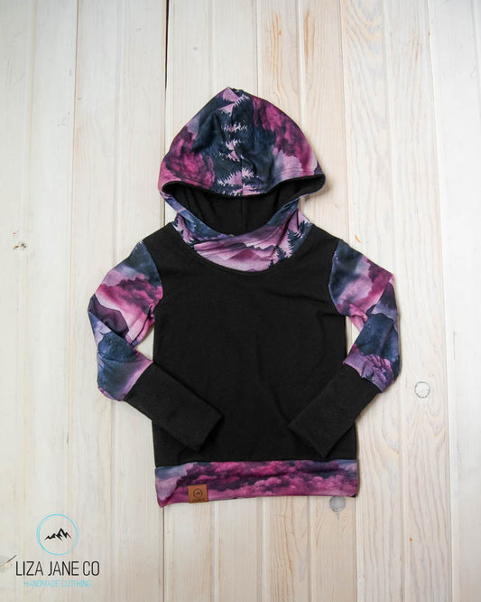 Grow with Me Hoodie | Purple Mountains & Black Body