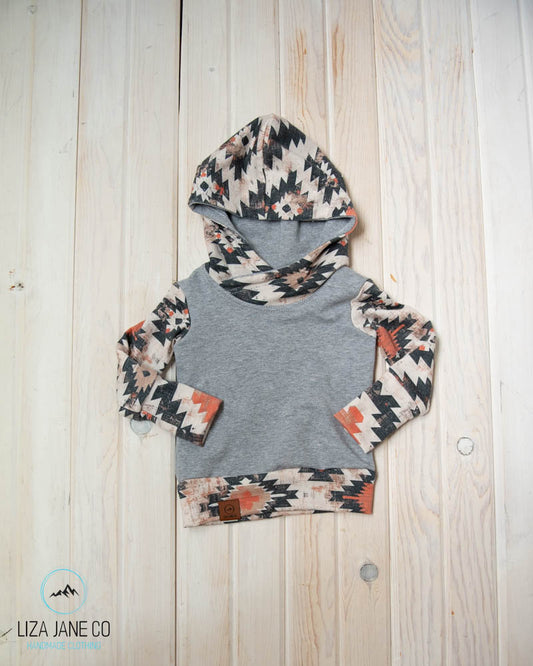 Grow with Me Hoodie | Natural/Earthy Aztec & Grey Body