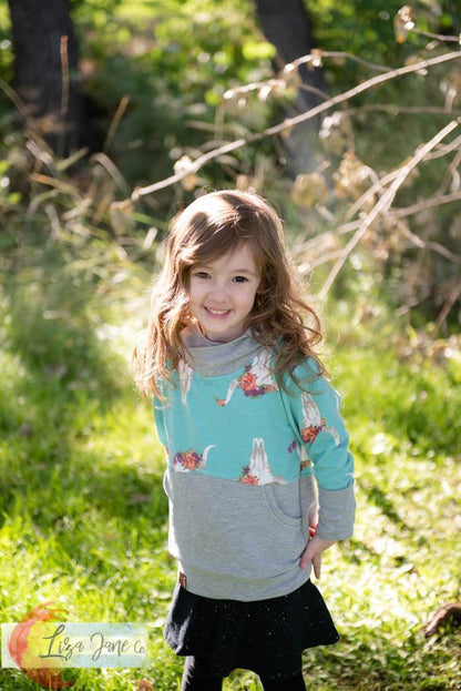 Grow with Me Hoodie | Feathers on Grey and Black {1-3 Year}