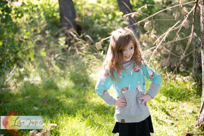 Grow with Me Hoodie | Pink and Purple Aztec Print and Grey {1-3 Year}