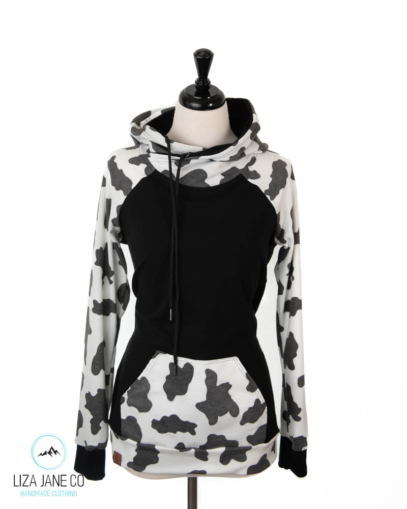 Women's Hoodie | Cow Print & Black