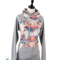 Skull on bright dripping floral and Grey on Sleeves