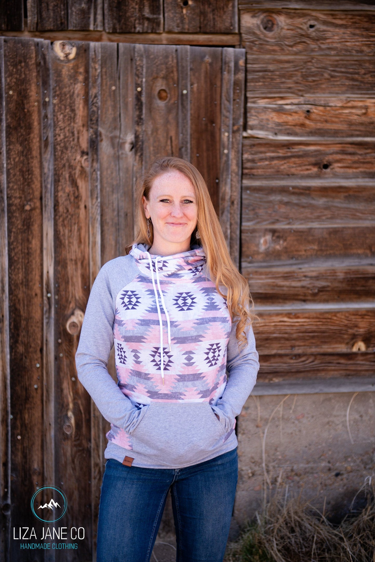 Women's Hoodie | Lilac/Pink Aztec & Heather Grey {3XL}