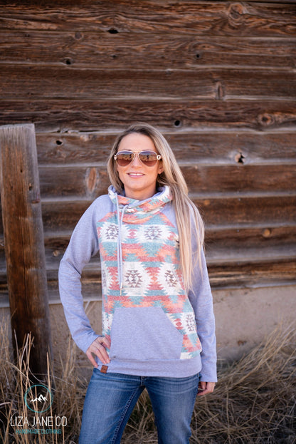 Women's Hoodie | Leopard on grey and Coral {XX-Large}