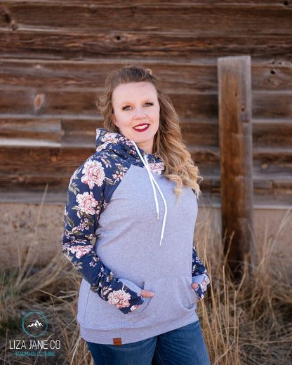 Women's Hoodie | Leopard on grey and Burgandy {X-Large}