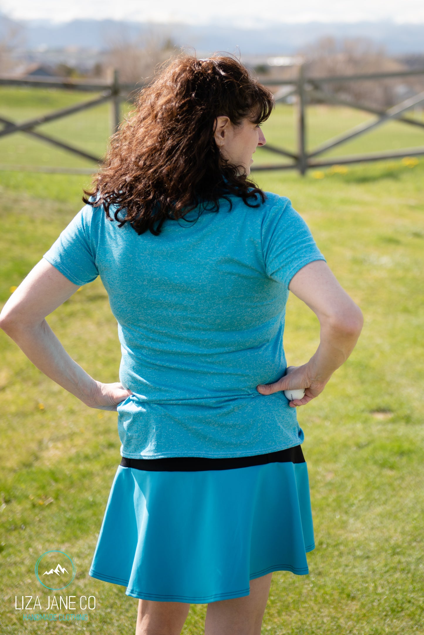 Blue 3/4 zip Women's Golf Shirt - Short sleeve
