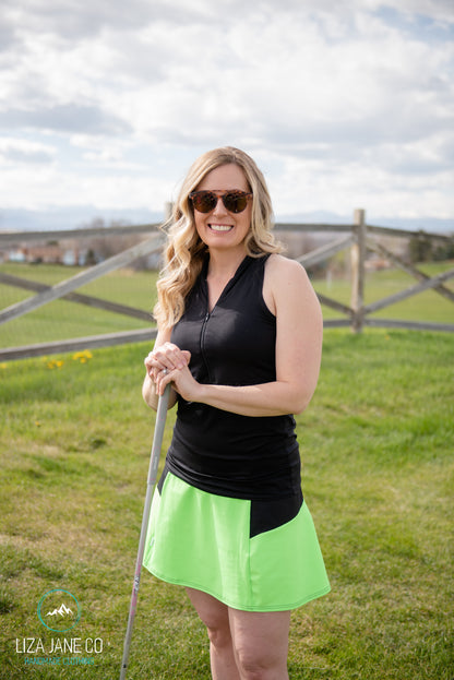 Black 3/4 zip Women's Golf Shirt - Sleeveless
