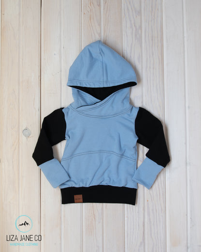 Grow with Me Hoodie | Light Blue and Black {3-12 Month}