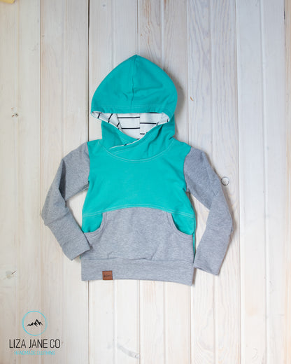 Grow with Me Hoodie | Mint and Grey {1-3 Year}