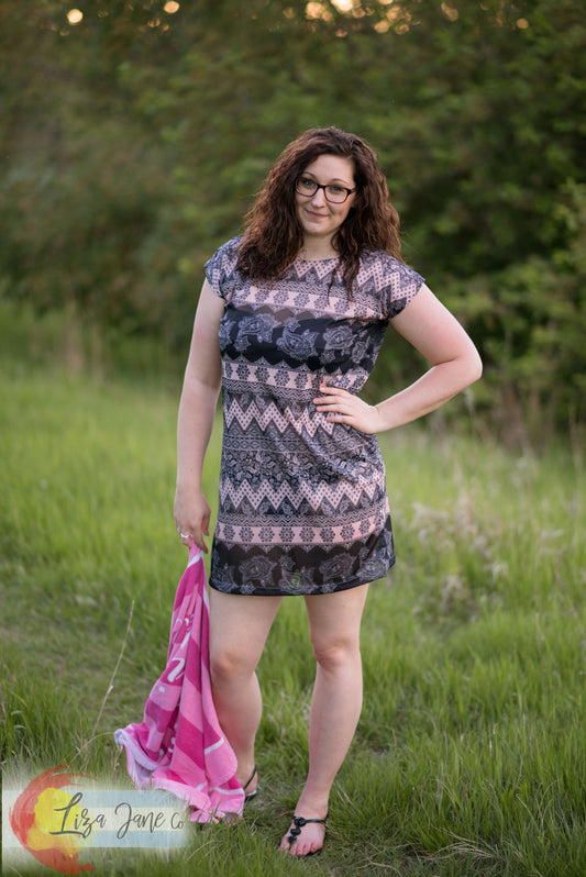 Women's Swimsuit Cover up | Pink and Blue Mesh Dress {Large}