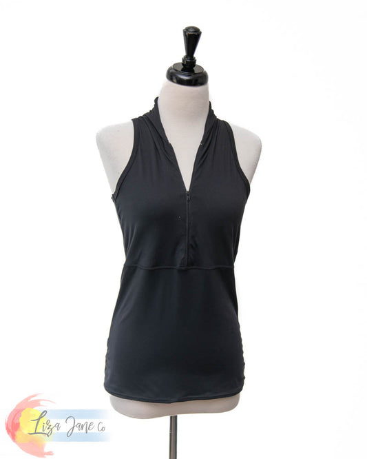 Black 3/4 zip Women's Golf Shirt - Sleeveless