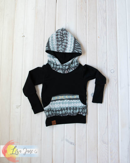 Grow with Me Hoodie | Mint Aztec and Black {1-3 Year}