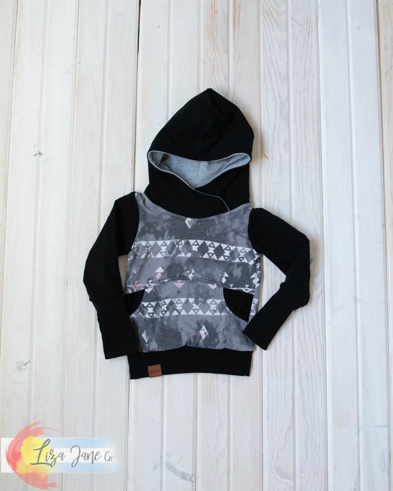Grow with Me Hoodie | Pink/Grey Aztec and Grey {1-3 Year}