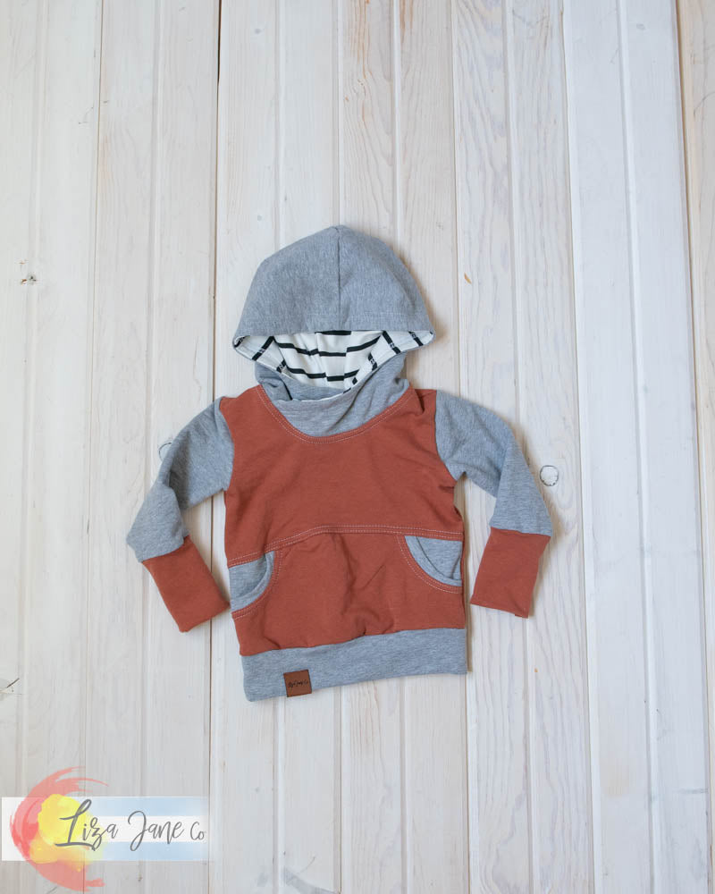 Grow with Me Hoodie | Rust and Grey {3-12 Month}