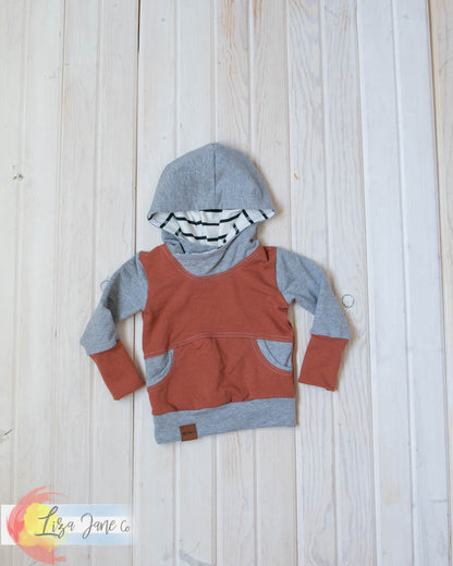 Grow with Me Hoodie | Rust and Grey {3-12 Month}