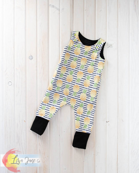 Grow with Me Romper | Pineapples on Stripes {3-12 Mo}