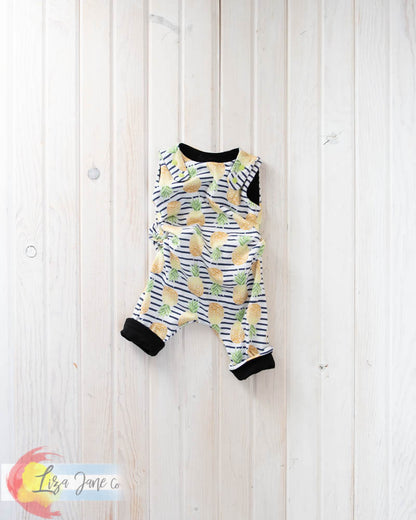 Grow with Me Romper | Pineapples on Stripes {3-12 Mo}