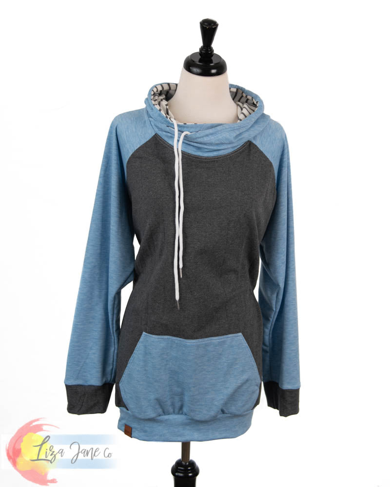 Women's Hoodie | Heathered Royal Blue and Charcoal {XX-Large}