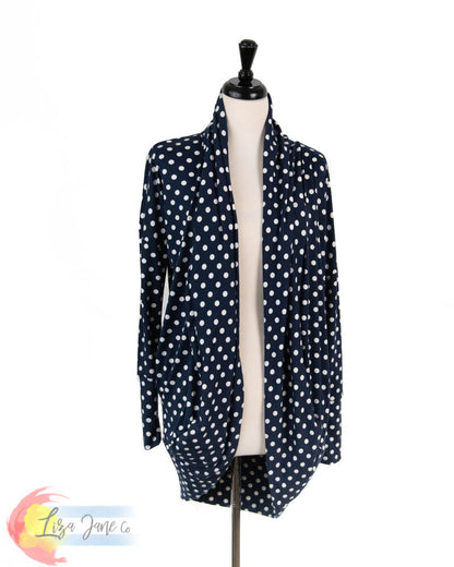 Women's Cocoon Cardigan | Dots on Navy