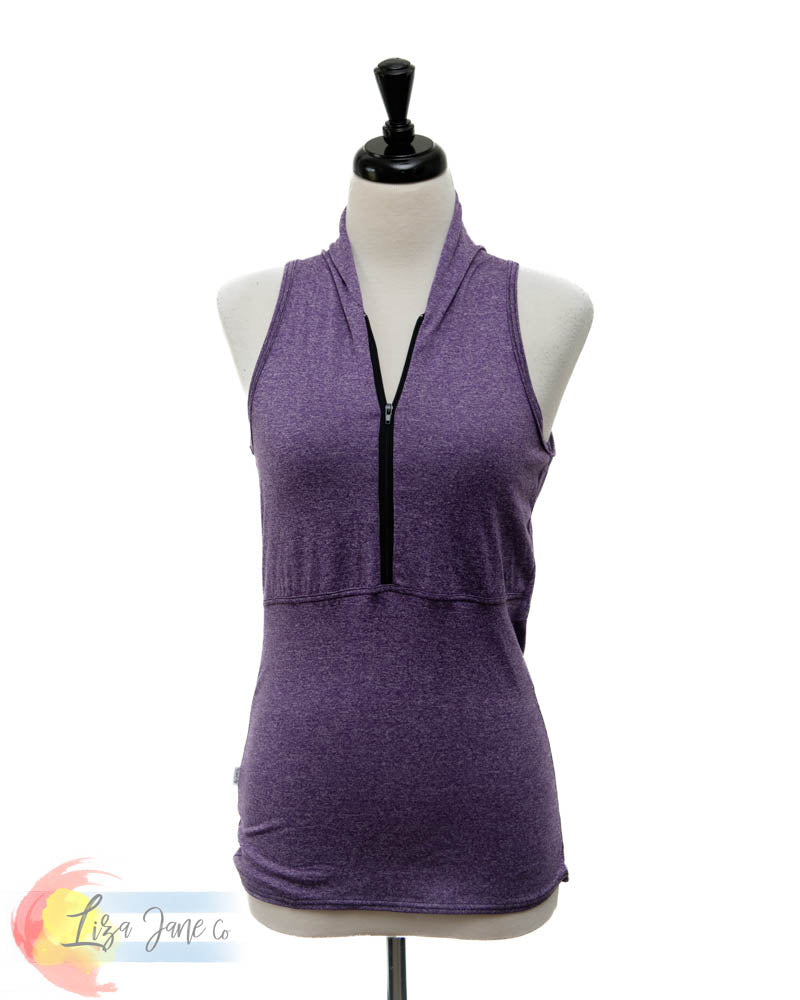 Purple 3/4 zip Women's Golf Shirt - Sleeveless