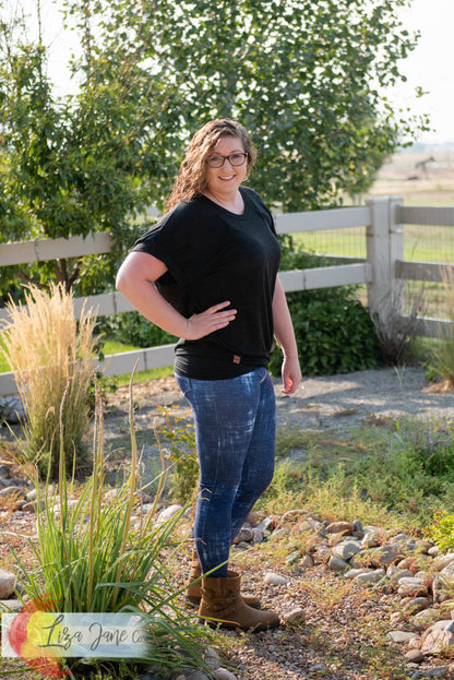 Women's Dolman Top | Black Sweatshirt Short Sleeve {XX-Large}