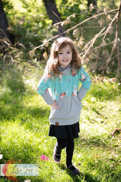 Grow with Me Hoodie | Aqua/White Stripes and Grey {3-12 Month}
