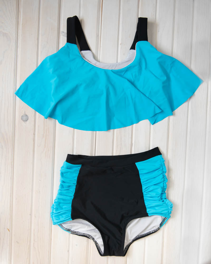 Blue/Black Flounce Swim Suit {X-Large}
