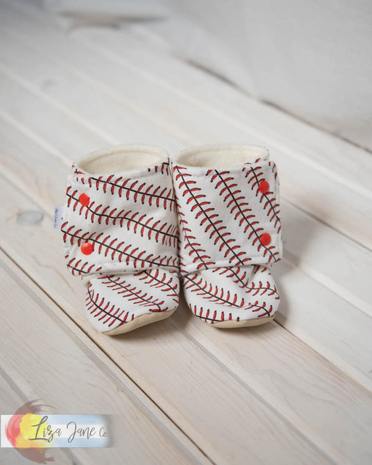 Stay-on Baby Booties |  Baseballs