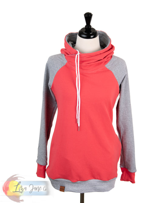 Women's Hoodie | Coral and Heather Grey {Small}