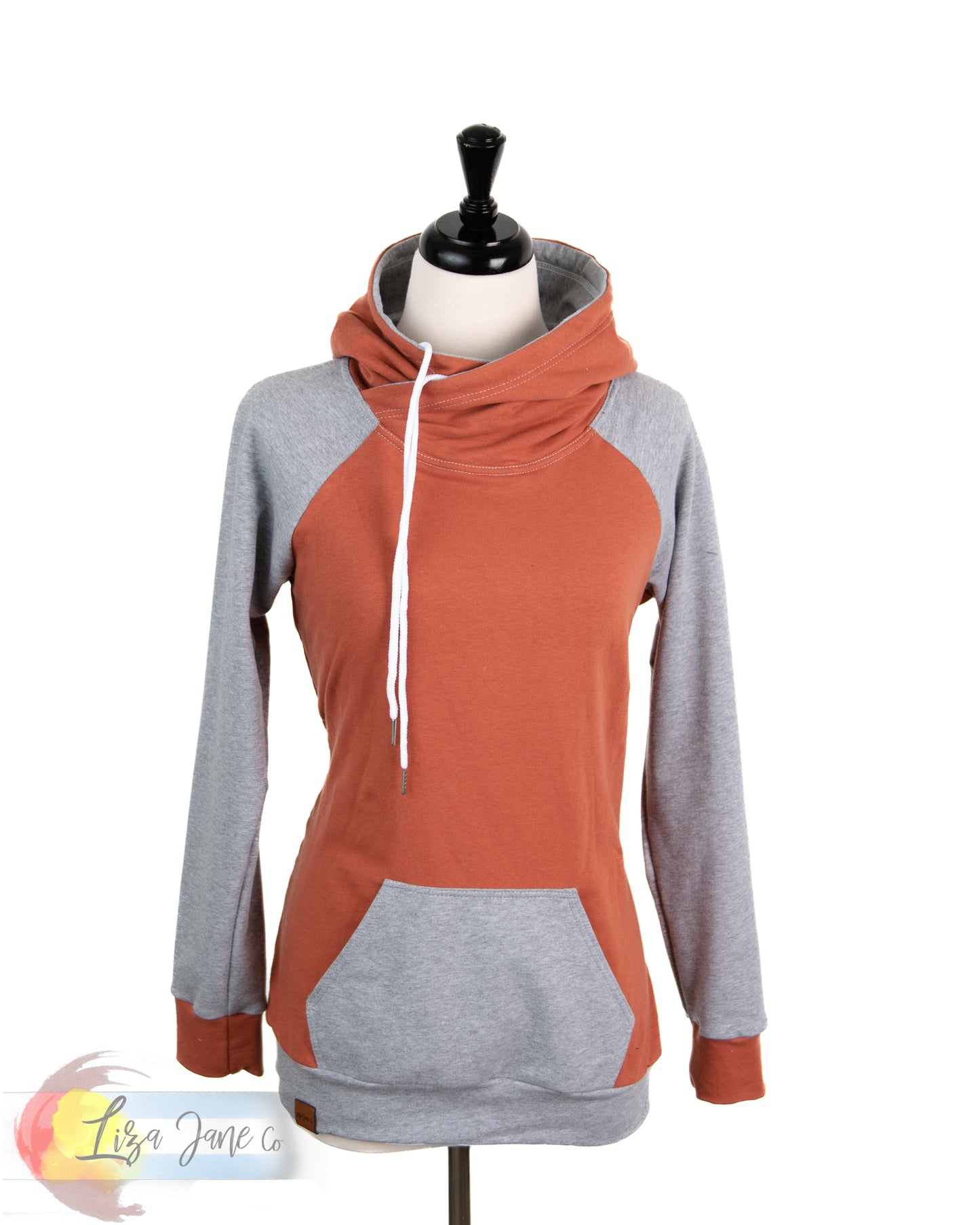 Women's Hoodie | Rust and Heather Grey {Medium}