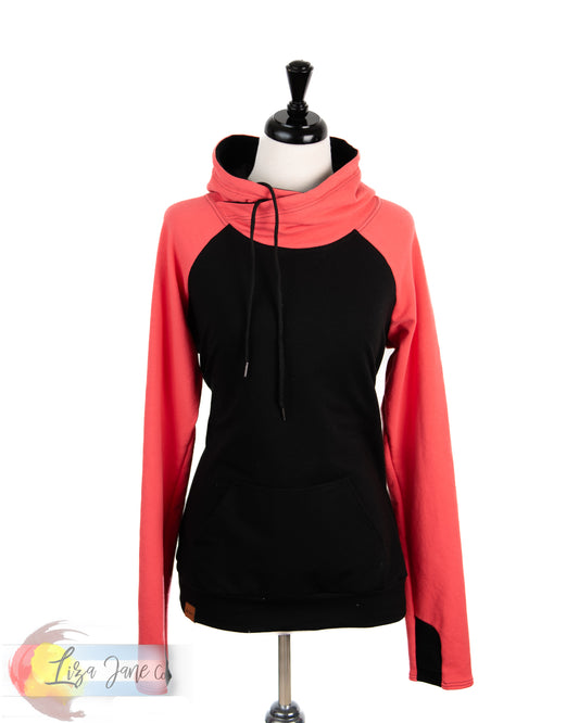 Women's Hoodie | Coral and Black {Made to Order}