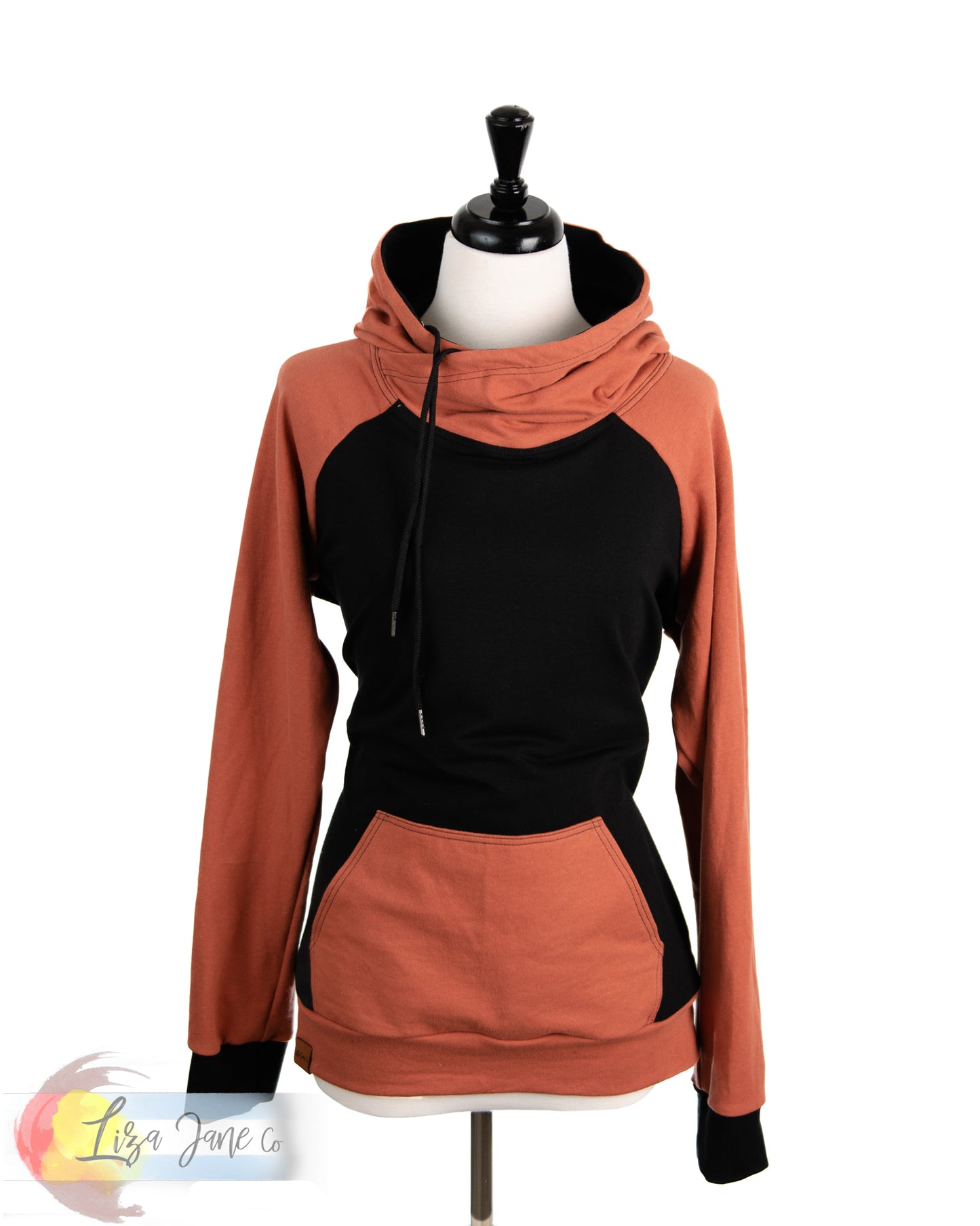 Women's Hoodie | Rust and Black {X-Large}