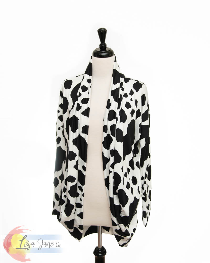 Women's Cocoon Cardigan | Black Cow {Large}