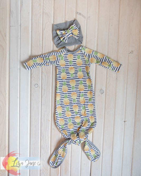 Baby Sleeper | Pineapples on Stripes {Newborn}