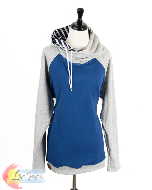 Women's Hoodie | Royal Blue and Heather Grey {1X}