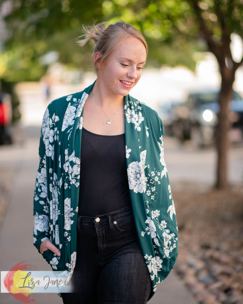 Green floral outlet cardigan