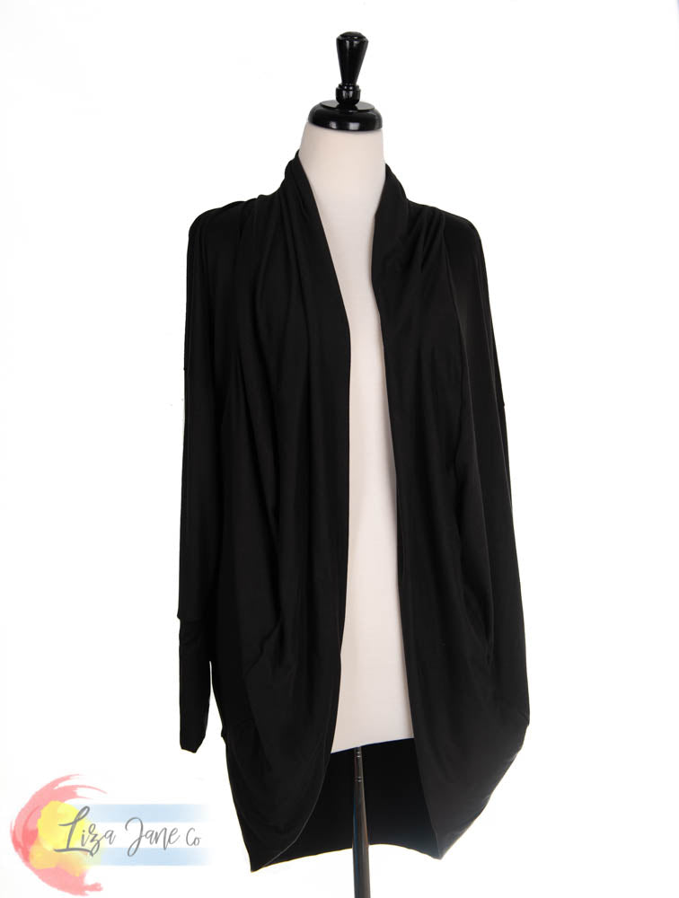 Women's Cocoon Cardigan | Solid Black (Made to Order)