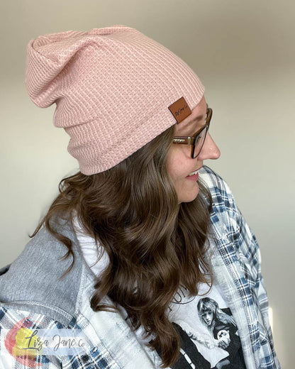 Slouchy Beanie - Rose Waffle