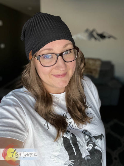 Slouchy Beanie - Black Ribbed